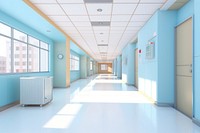 Hospital architecture building hallway. 