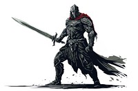 Warrior holding a sword weapon white background protection. AI generated Image by rawpixel.