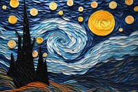 Starry night painting pattern craft. 