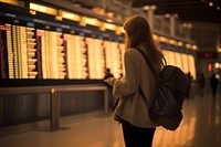 Airport walking adult woman. 