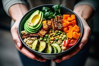 Vegan salad bowl vegetable avocado. AI generated Image by rawpixel.