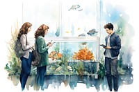 People visiting aquarium adult water fish. AI generated Image by rawpixel.