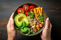 Vegan salad bowl vegetable plate. 