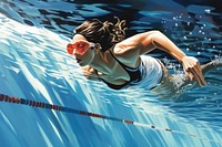 Woman swimming competition recreation sports. AI generated Image by rawpixel.