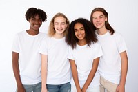 Teenagers t-shirt smile white. 