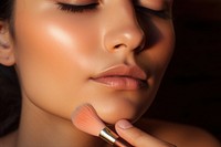 Cosmetics applying adult cheek. AI generated Image by rawpixel.