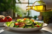 Salad bottle plate food. AI generated Image by rawpixel.