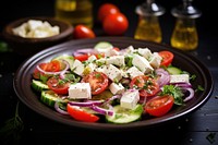 Greek salad vegetable cheese plate. 