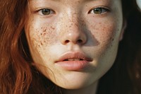 Freckle skin eye hairstyle. AI generated Image by rawpixel.