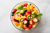 Fresh fruit salad bowl blueberry plant. 