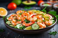 Cucumber seafood shrimp salad. 