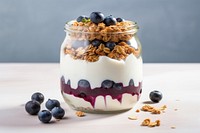 Blueberry yogurt granola dessert food. 