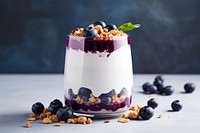 Blueberry yogurt granola dessert fruit. 