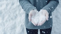 Holding snow glove outdoors hand. 