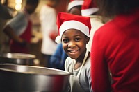 Child volunteering christmas kitchen happy. AI generated Image by rawpixel.