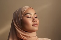 Chubby asian muslim woman portrait adult photo. 