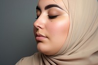 Chubby muslim woman portrait adult photo. 