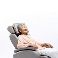 Eldery asian female sitting adult chair. 