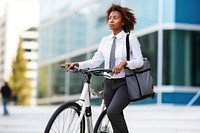 Office worker riding bicycle vehicle cycling sports. 