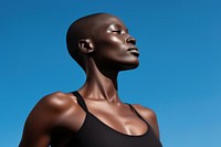 Black bald woman adult sky perfection. 