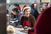 Woman volunteering christmas kitchen adult. 