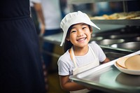 Asian child volunteering kitchen adult chef. AI generated Image by rawpixel.