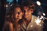 Young couple laughing portrait romantic. 