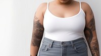 Chubby girl jeans white skin. AI generated Image by rawpixel.