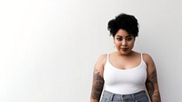 Chubby girl portrait tattoo adult. AI generated Image by rawpixel.