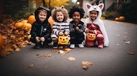 Halloween child anthropomorphic jack-o'-lantern. 