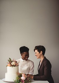 Diversity couple wedding adult bride. 