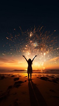 Celebrating New Year beach outdoors nature. 