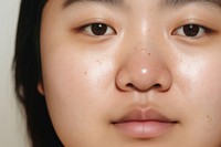 Chubby asian woman freckle skin eye. 