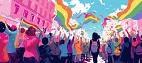 Illustration of parade of Pride month.  