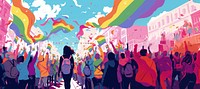 Illustration of parade of Pride month.  