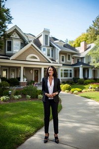 Real estate agency standing portrait smiling. 