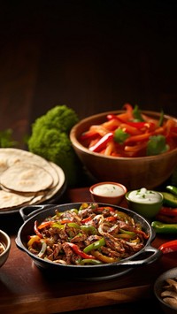 Fajita plate food meal. AI generated Image by rawpixel.