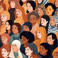 Illustration of women of different races in university. 