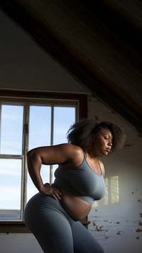 Chubby black woman exercise portrait adult determination. 