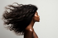 Black woman hair portrait adult photo. 