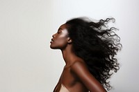 Black woman hair portrait adult photo. 