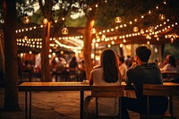 Street restaurant outdoors lighting. 