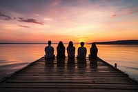 Lake pier silhouette outdoors. AI generated Image by rawpixel.