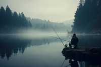 Lake fishing recreation outdoors. 