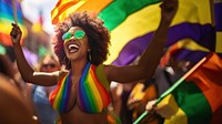 Pride parade adult togetherness celebration. AI generated Image by rawpixel.