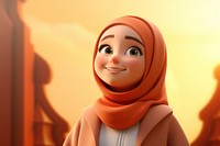 Muslim young girl cartoon representation headscarf. 