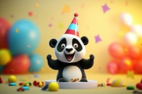 Panda wearing party hat cartoon representation celebration. 