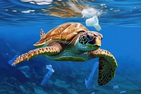 Turtle swimming outdoors reptile nature. 