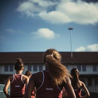 Running high school students race sports. 