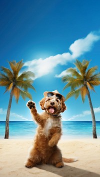 A Dog Waving Images outdoors portrait summer. 